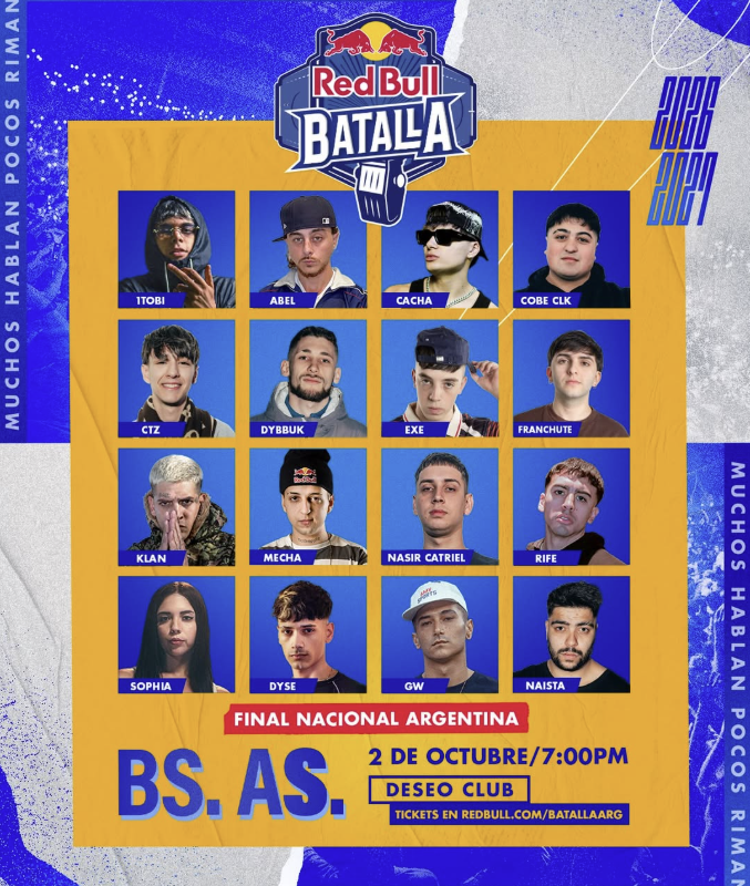 Participantes de Red Bull Batalla Argentina 2026